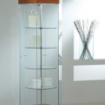 Vetrina Esagonale Motorizzata con Ripiani Girevoli diametro74xH187cm LL OF818GE Made in Italy Colore Wengè