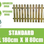 Steccato In Legno Con Doghe Di Pino - Dimensioni: L 180cm X H 80cm