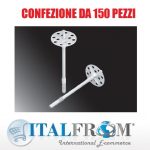 Tassello In Polipropilene Additivato - Diam. 10 mm - Lung. 120 mm Per Ancorare Pannelli Isolanti - Confezione Da 150 Pz