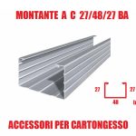 Montante a C 27/48/27 BA (Bordo Arrotondato) - Profilo per Cartongesso - Lunghezza Barra 300 cm