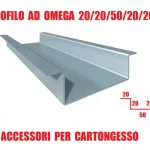 Profilo ad Omega 20/20/50/20/20 - Profilo Metallico per Cartongesso - Lunghezza Barra 300 cm