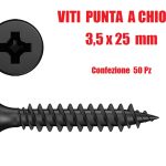 Viti Punta a Chiodo - Accessori per Cartongesso - (Ø 3,5 X 25mm) - CONF. 50 PZ