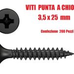 Viti Punta a Chiodo - Accessori per Cartongesso - (Ø 3,5 X 25mm) - CONF. 200 PZ