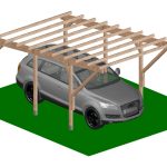 Carport Tettoia A Sbalzo Per Auto In Legno Di Pino Impregnato - Mt 5 X 3 - Con Supporti Ad Interrare