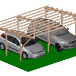 Carport Tettoia A Sbalzo Per Auto In Legno Di Pino Impregnato - Mt 5 X 6 - Con Supporti Ad Interrare