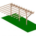 Modulo Continuativo Per Carport A Sbalzo In Legno - Mt 5 X 3 - Con Supporti Ad Interrare