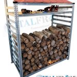 Legnaia Modulare Italfrom In Acciaio Zincato Con Staffe A Parete - Con Ripiano - Modulo Iniziale - cm L158 X P80 X H250 - Tetto Rosso