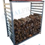 Legnaia Modulare Italfrom In Acciaio Zincato Con Staffe A Parete - Modulo Iniziale - cm L158 X P80 X H250 - Tetto Rosso