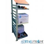 Legnaia Modulare Italfrom In Acciaio Zincato Con Staffe A Parete - Con 3 Ripiani Portaoggetti - Modulo Continuativo - cm L120xp60xh250 Tetto Rosso