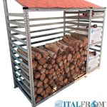 Legnaia Modulare Italfrom In Acciaio Zincato Autoportante - Con 3 Ripiani Portaoggetti - Modulo Iniziale - cm L308(M1=150 + M2=158)Xp60xh250 Tetto Verde