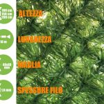 Siepe Finta Artificiale Rete Metallica Ricoperta Con Foglie Di Pino Sintetico - H 200 cm - Rotolo Lunghezza 10 M