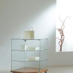 Vetrina Angolare OF790 68x68xh90 cm Cristalli Temperati Made in Italy Colore Ciliegio