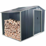 Casetta Ripostiglio Per Giardino In Lamiera Zincata Gray Con Legnaia 278x127 cm