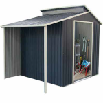 Casetta Ripostiglio Per Giardino In Lamiera Zincata Gray Con Porticato 278x127 cm