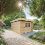 casetta tavole a collegamento angolare , 28 mm, senza pavimento, copertura tetto garantita 10 anni3,0 X 4,0 m