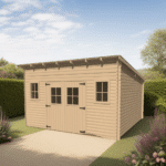 casetta tavole ad  incastro, 28 mm, senza pavimento, tetto monopendenza4,0 X 4,0 m