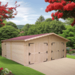 garage doppio in legno, tavole 42 mm, senza pavimento, 2 porte a battente 2,0 x 2,4 m cad6,20x 6,20 m