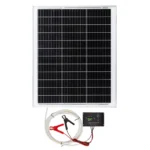 Pannello solare monocristallino con potenza di 50 W cu regolatore di carica solare PWM 10 A.