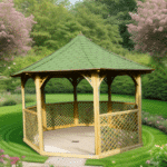 gazebo ottagonale di lusso, abete massello trattato in autoclave, 8,78 m² diametro 4,16 m