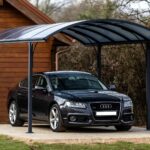 Tettoia arrotondata - struttura  in alluminio, tetto in policarbonato alveolare + set viti di fissaggio in acciaio inossidabile 3,0 x 4,8 m