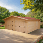 garage doppio in legno, tavole 60 mm, senza pavimento, 2 porte a battente 2,0 x 2,4 m cad6,20 x 6,20 m