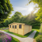 casetta tavole ad  incastro, 28 mm, senza pavimento - rivestimento tetto con lastre  ondulate 4,0 X 5,0 m