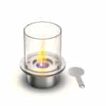 Bruciatore tondo con vetro per camino a bioetanolo biocamino inox 1,5 lt d.25