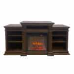 Camino elettrico caminetto da terra BIDEN in legno Noce L179 x P48 x H85