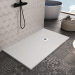 Piatto doccia bianco in marmoresina con griglia inox e Piletta Gratis - SERIE ATHENA Dimensioni 100x120 cm