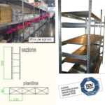 Scaffalatura industriale a ripiani lunghezza 3,60 metri , altezza 3,00 mt, profondità 60 cm  con 4 ripiani in altezza