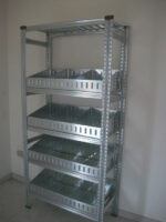 Scaffalatura per minuterie, completa, lunghezza 3,60 metri , altezza 2,00 mt, profondità 40 cm con 4 ripiani in altezza - immagine 2