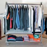 Guardaroba Carrello Porta Abiti in Acciaio Inox su Ruote  L=0.9m