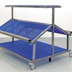 BANCARELLA MOBILE  IN INOX E PIANI IN PLASTICA  L=1500 mm