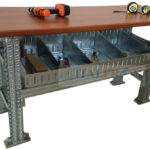 Banco da Lavoro Fisso Robustissimo ITALFROM 150x 60 x 100 cm con Vaschette Portaoggetti