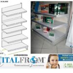 z MODULO CONTINUATIVO Scaffale murale  L 133, H 250 , Prof. 40 CM, base + 4 ripiani