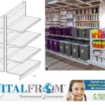 z MODULO CONTINUATIVO Scaffale gondola L 133, H 166 , Prof.40+40 CM, base + 3 ripiani