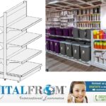 Scaffale da negozio a gondola  L 133, H 166 , Prof.50+50 CM, base + 3 ripiani