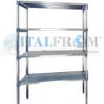 MODULO INIZIALE - Scaffalatura in acciaio INOX , H 200 cm , L 150 cm , PROF. 50 cm , con 4 ripiani