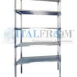 MODULO INIZIALE - Scaffalatura in acciaio INOX , H 250 cm , L 120 cm , PROF. 50 cm , con 5 ripiani