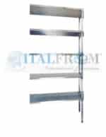 z MODULO CONTINUATIVO - Scaffalatura in acciaio INOX , H 250 cm , L 150 cm , PROF. 50 cm , con 5 ripiani