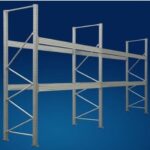 SCAFFALATURA INDUSTRIALE PORTAPALLET LUNGHEZZA 39,50 METRI  , ALTEZZA 300 cm  PROF.100 cm CON 2 LIVELLI - portata leggera