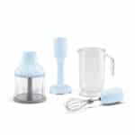 Set 4 accessori, versione azzurro pastello - Caraffa, Tritatutto, Frusta a filo inox, Schiacciaverdure Accessorio per: Frullatore ad immersione