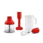 Set 4 accessori, versione rossa - Caraffa, Tritatutto, Frusta a filo inox, Schiacciaverdure Accessorio per: Frullatore ad immersione
