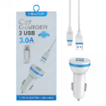 Caricabatterie da auto Newtop con 2 porte USB - Scegli tra MICRO-USB, TYPE-C o LIGHTNING Lightning