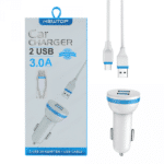 Caricabatterie da auto Newtop con 2 porte USB - Scegli tra MICRO-USB, TYPE-C o LIGHTNING Type C