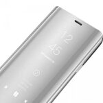 Custodia Clear View per Huawei - Protezione a Libro Elegante Argento Cromato,P20 LITE