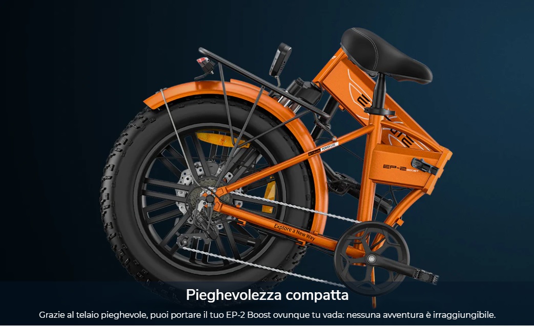 bicicletta elettrica pieghevole autonomia 120 km