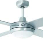 Dcg VENTILATORE DA SOFFITTO CON 4 PALE IN LEGNO CON LUCE E TELECOMANDO 60 W Ø cm. 132 Col. Silver