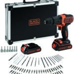 Black+Decker TRAPANO AVVITATORE A PERCUSSIONE BDCHD18BAFC-QW 18V 2 batterie 1,5 Ah + 80 accessori