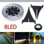 4 disk lights con pannello solare integratoda giardino con crepuscolare 8 led